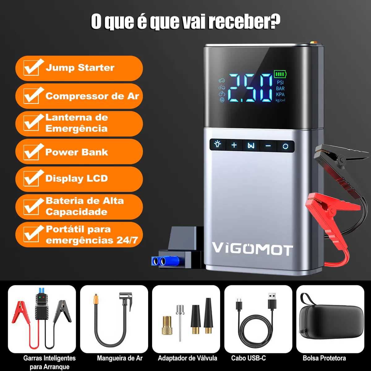 Auxiliar Partida Bateria 1000A e Compressor de Ar Portátil: O Equipamento Indispensável em 2026